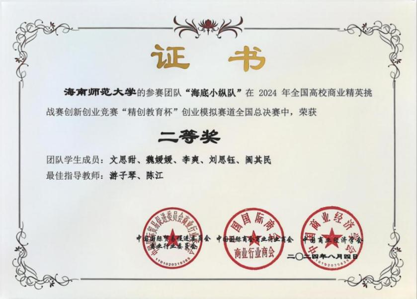 喜报：我院学子在2024年全国高校商业精英挑战赛创新创业竞赛中荣获佳绩